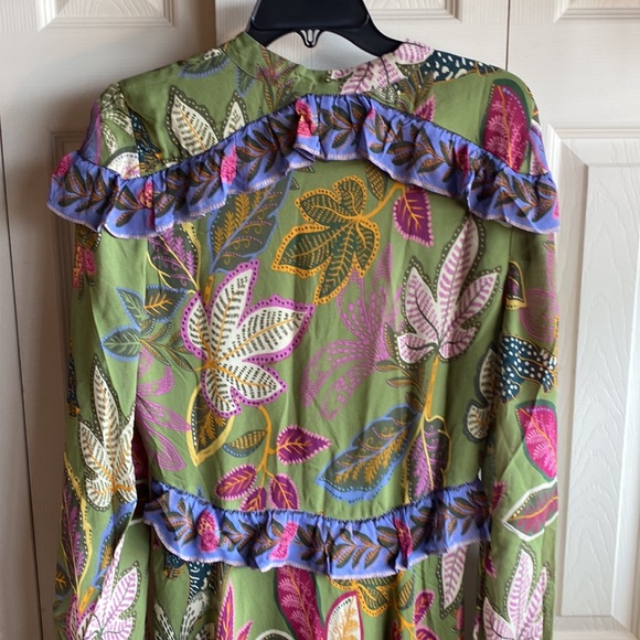 COPY - FARM RIO NWT WILD JUNGLE Long Sleeve Flowy Handkerchief Midi Dress Size … - Picture 9 of 12